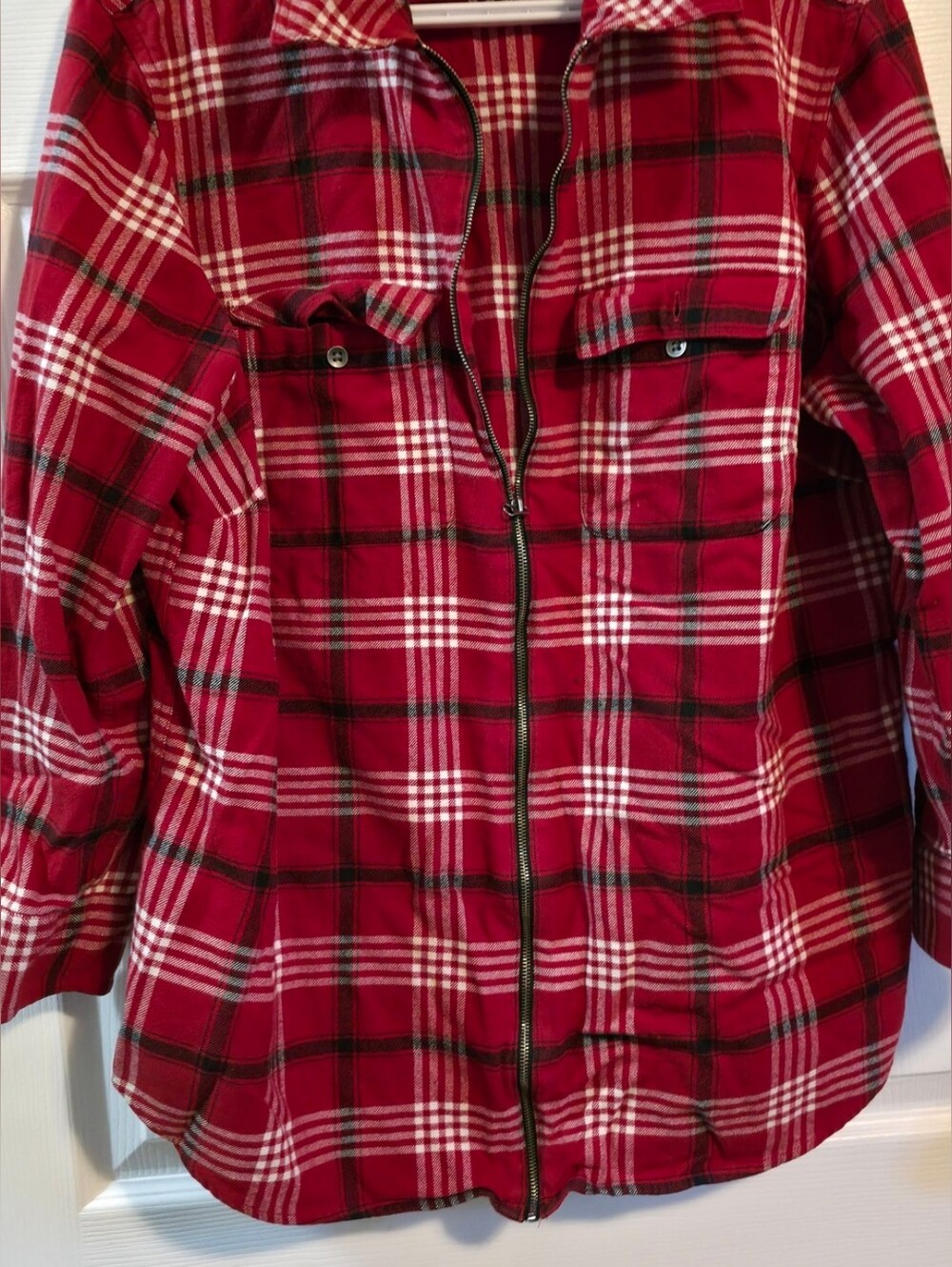 4/$67 Deal! Chaps Red Plaid Zip-Front Jacket